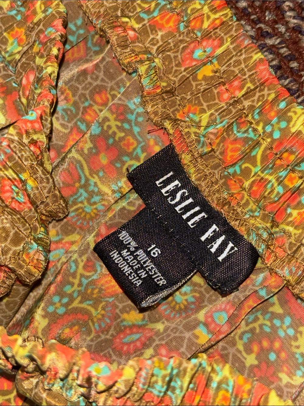 Vintage Leslie Fay pleated tea length skirt elastic waist dainty floral boho 16 - Picture 8 of 10